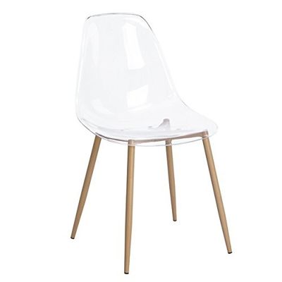 OEM ODM 깨끗한 아크릴릭 가상 의자, 금속 레그와 임스 방식 플라스틱 의자